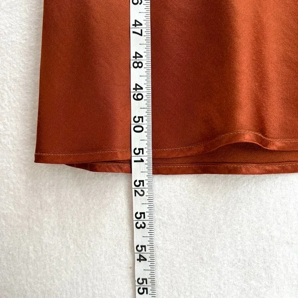 ENZA COSTA Dress Womens XS 0 Rust Satin Bias Slip Maxi Spaghetti Strap NWOT - Picture 16 of 16